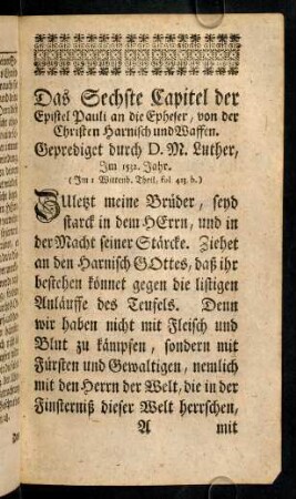 1-88, Das Sechste Capitel der Epistel Pauli an die Epheser