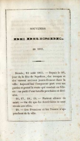 Souvenirs de Dresde, en 1813.