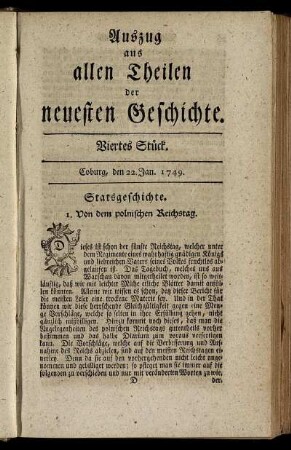 Viertes Stück. Coburg, den 22. Jan. 1749.