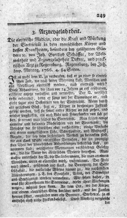 3. Arzneygelahrheit.