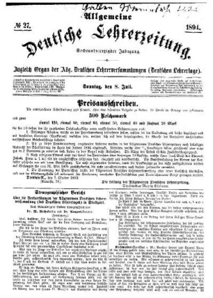 Stenographischer Bericht über die Verhandlungen der Allgemeinen Deutschen Lehrerversammlung (des Deutschen Lehrertages) in Stuttgart. (Fortsetzung)