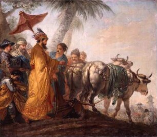 Der Kaiser von China zieht die erste Furche zu Ehren des Ackerbaus