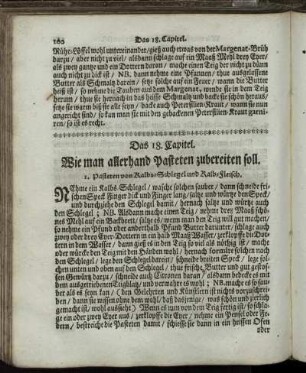 Das 18. Capitel. Wie man allerhand Pasteten zubereiten soll.