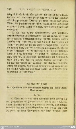 Zehnter Abschnitt. Die physischen und mechanischen Gesetze der himmlischen Bewegungen