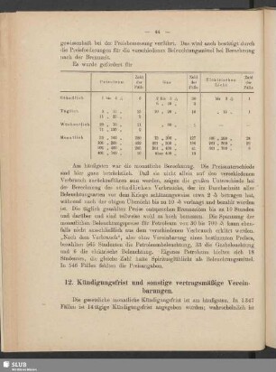 12. Kündigungsfrist und sonstige vertragsmäßige Vereinbarungen