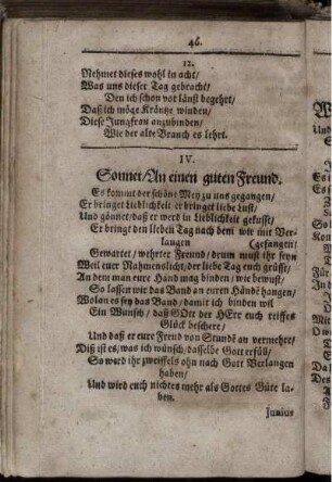 IV. Sonnet/ An einen guten Freund