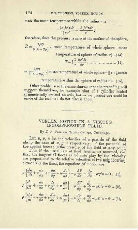 Vortex motion in a viscous incompressible.