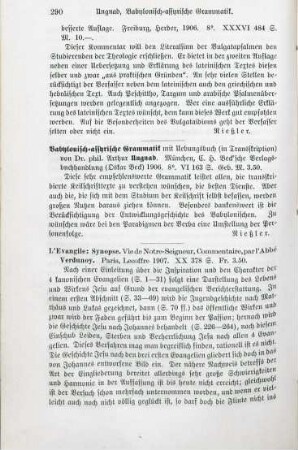 290-291 [Rezension] Verdunoy, L'Evangile: Synopse