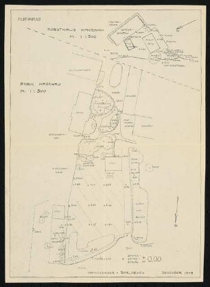 Schlosspark Hagenau: Lageplan Park 1:500, Forsthaus Hagenau 1:500