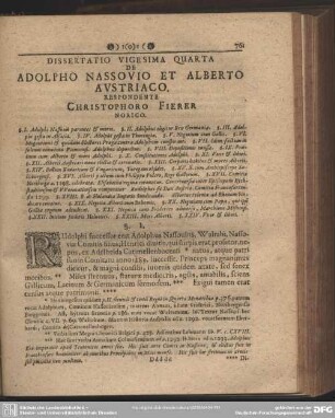Dissertatio Vigesima Quarta De Adolpho Nassovio Et Alberto Austriaco. Respondente Christophoro Fierer Norico