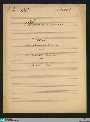Passio secundum Matthaeum. Excerpts. Arr - Don Mus.Ms. 2347 : harmonium; BWV 244/62
