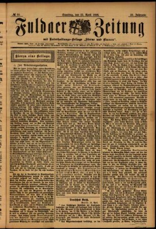 Erste Ausgabe vom Samstag, den 25. April 1896.