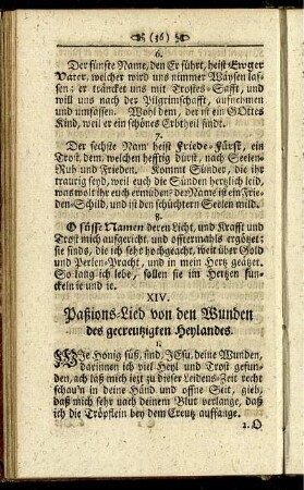 XIV. Paßions-Lied von den Wunden des gecreutzigten Heylandes.