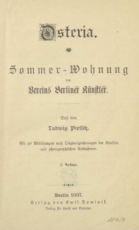 Osteria : Sommer-Wohnung des Vereins Berliner Künstler