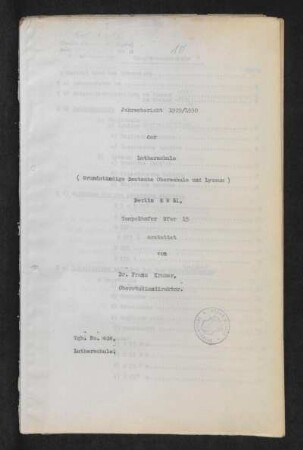 1929/30: Jahresbericht ... - 1929/30