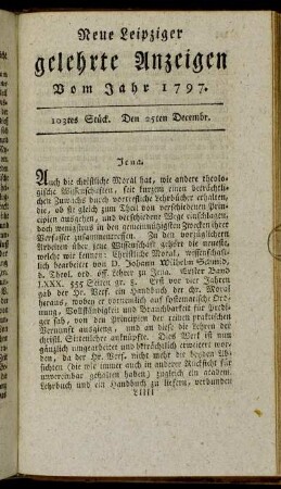 103tes Stück. Den 25ten Decembr.