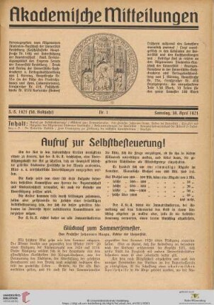 Nr. 1 (30. April 1921)