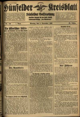 Erste Ausgabe vom Montag, den 02. November 1936.