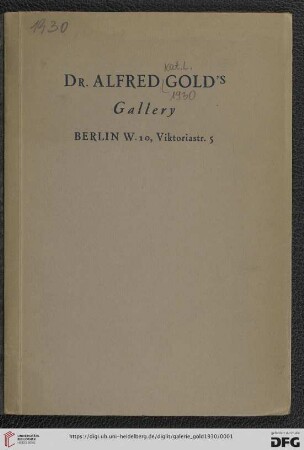 French impressionists, old masters : 35 paintings selected from exhibitions at Dr. Alfred Gold's Gallery