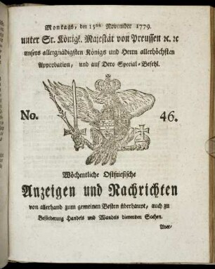 No. 46. Montags, den 15ten November 1779.