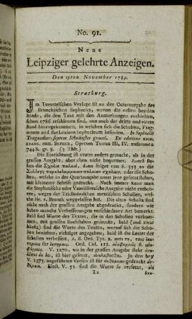 No. 91. Den 13ten November 1789.