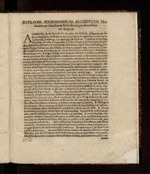 Diploma Serenissimorum Archiducum Pro Sodalitate Christianae Defensionis pro ditionibus vis Belgicis
