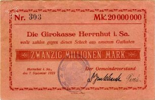 Zwanzig Millionen Mark