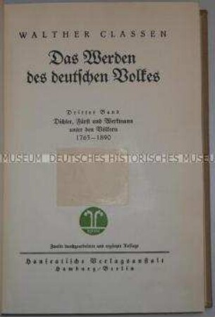 Rassentheoretische Abhandlung "Das Werden des Deutschen Volkes", Band 3