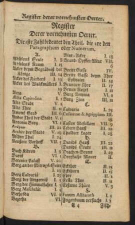 Register Derer vornehmsten Oerter.
