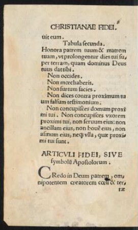 Articuli Fidei, Sive symbolum Apostolorum.