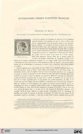 6: Autographes inédits d'artistes franҫais, [1], Charles le Brun