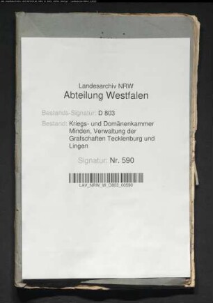 Erteilung der Schuldkonsense für den Untertanen Rührwin, Bauerschaft Intrup, Kirchspiels Lengerich
