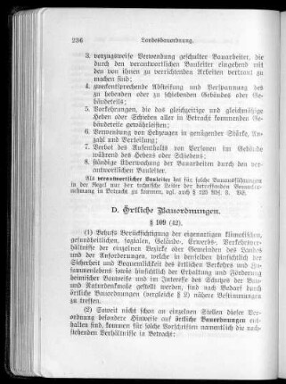 D. Örtliche Bauordnungen (§§ 109 - 110)