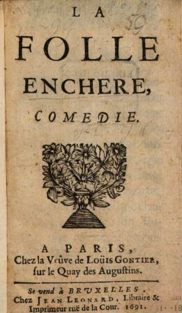 La folle enchere : comedie