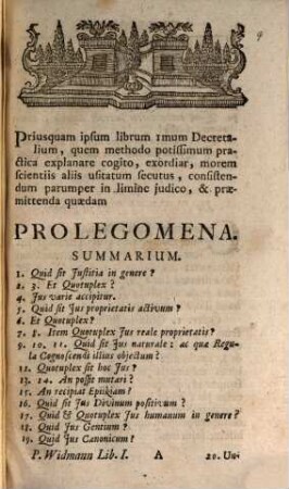 Jus Canonicum Theorico-Practicum Utrique Foro, Canonico Et Civili, Accomodatum ..., [1]. Iudex Ecclesiasticus, Seu Decretalium Gregorii IX. Pont. Max. Liber I.
