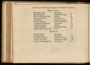 Catalogus quinque et sex vocum.
