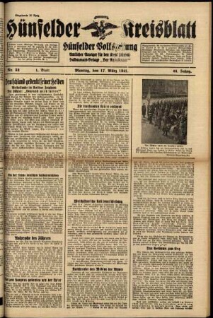 Erste Ausgabe vom Montag, den 17. März 1941.