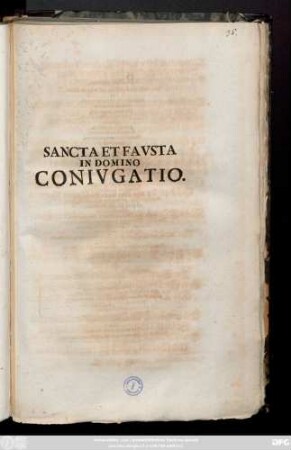 Sancta Et Favsta In Domino Conivgatio : [P. P. XXV. Ivnii, MDCCXXII.]