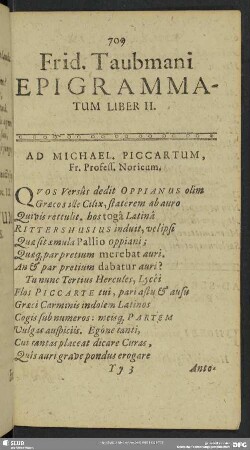 Frid. Taubmani Epigrammatum Liber II.