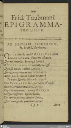 Frid. Taubmani Epigrammatum Liber II.