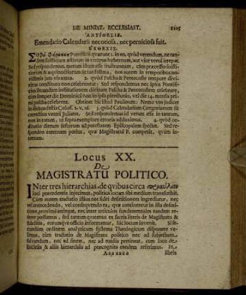 Locus XX. De Magistratu Politico