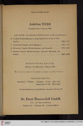 Antiquariats-Katalog 80 - Auktion XXXII