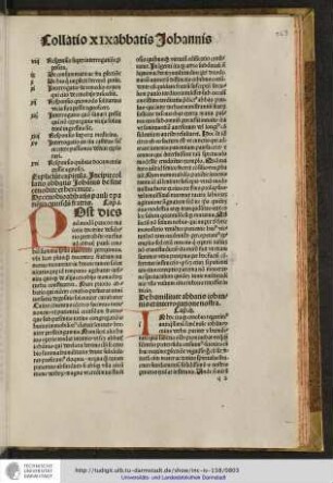 Incipit collatio abbatis Johannis de fine cenobite et heremite.