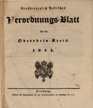 Großherzoglich badisches Verordnungsblatt für den Oberrhein-Kreis, 1844