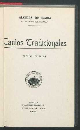 Cantos tradicionales : poesías criollas