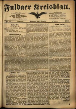 Ausgabe vom Samstag, den 08. Februar 1908.