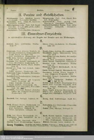 III. Einwohnerverzeichnis : III. Einwohner-Verzeichnis