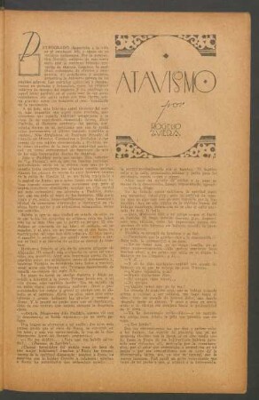 Atavismo : Ilustró R. Claro