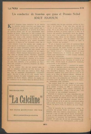 Un conductor de tranvías que gana el Premio Nobel - Knut Hamsun