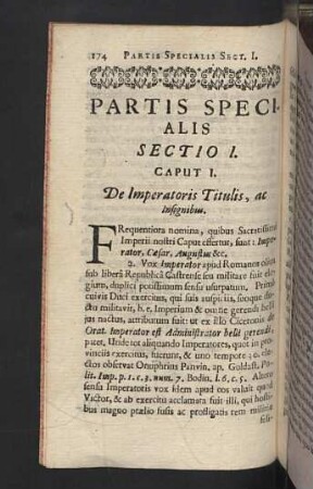 Partis Specialis Sectio I.